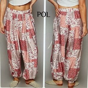 POL Pink and White Patchwork Pants